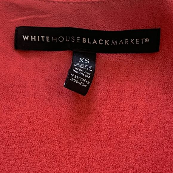 WHBM Blouse Salmon Pink Metallic Sweetheart Neck Long Sleeve Top Size XS - Picture 2 of 12